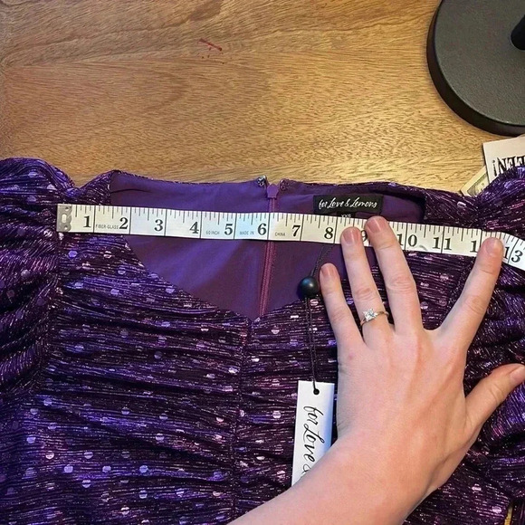 NWT For Love and Lemons Mini Dress sequin purple long sleeve - Picture 5 of 7
